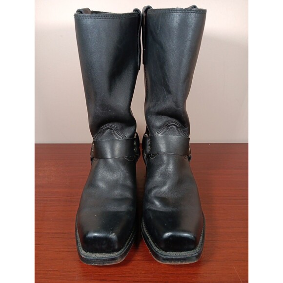 Vintage Diamond J Harness Moto Boots 9.5 D Black Leather  #43612 Made In USA main image 4